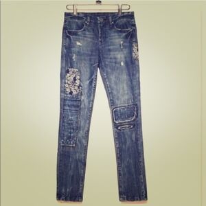 Blank NYC Blue Patchwork Straight Leg Jeans